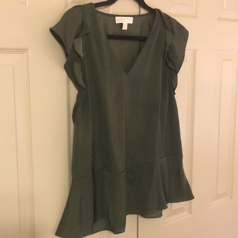 Michael Kors Green Satin Blouse M